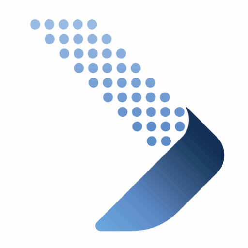 Blue dotted arrow with curved ribbon tail